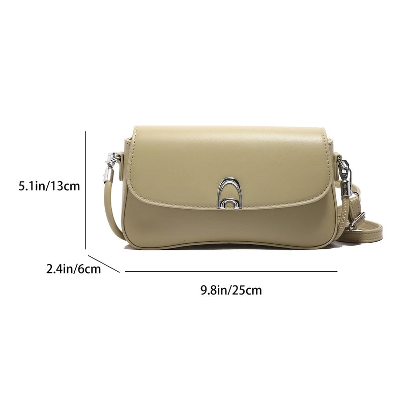 Women’s Medium Pu Leather Solid Color Classic Style Sewing Thread Square Flip Cover Underarm Bag