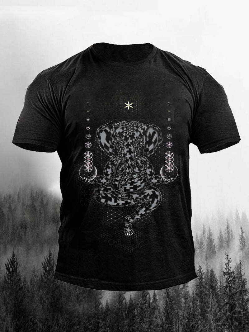 Yoga Elephant Personalized Print Men's Short Sleeve T-Shirt