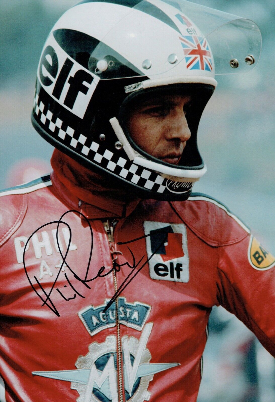 Phil READ SIGNED 12x8 Photo Poster painting AFTAL COA Autograph Motorbike Racer MV Agusta Rider