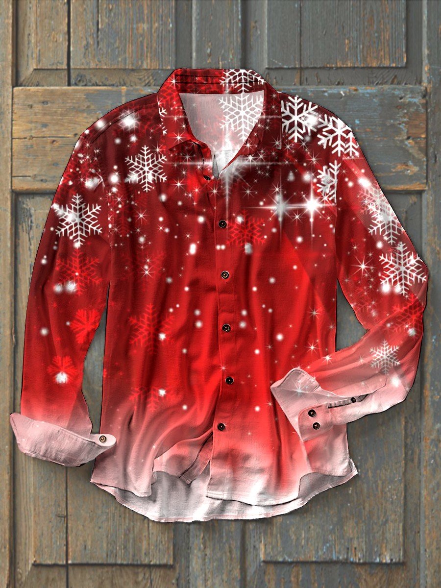 Men's Christmas Winter Snow Long Sleeve Shirt PLUSCLOTHESMAN
