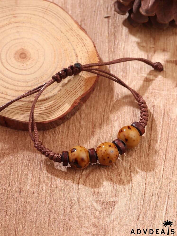 Ceramic Bead Decor Braided Bracelet