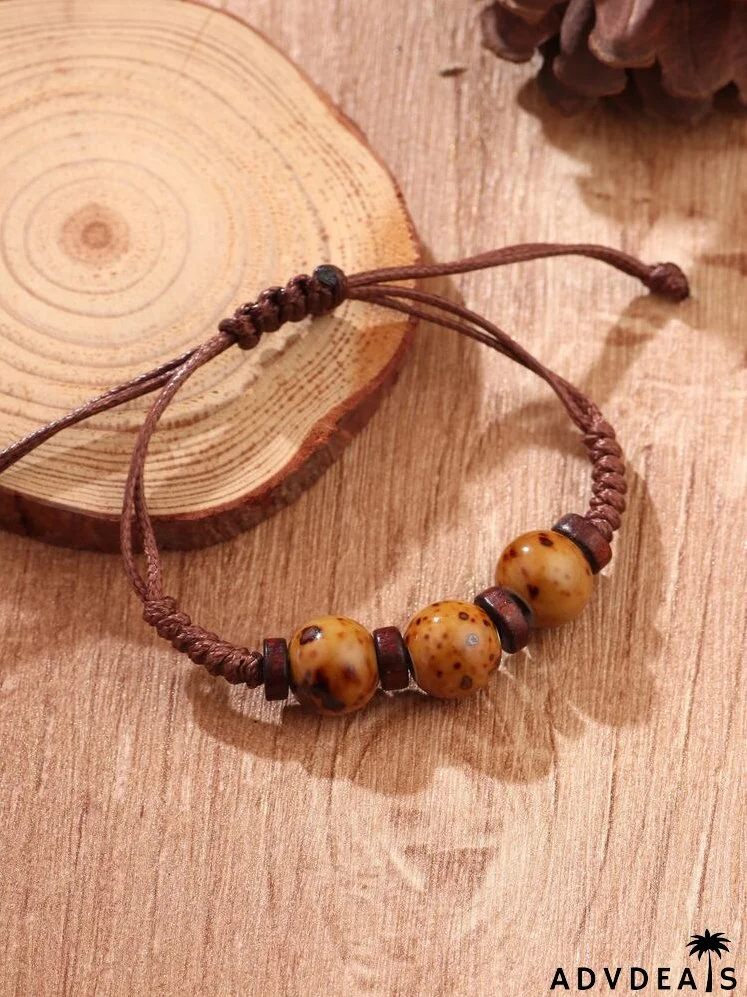 Ceramic Bead Decor Braided Bracelet