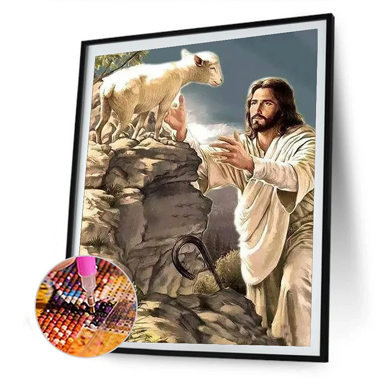 New 5d diamond painting jesus lamb full religious rhinestone embroidery  resin round diamond mosaic set decoration