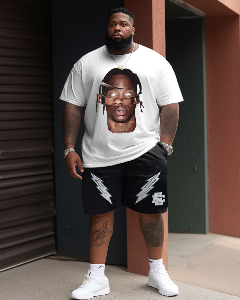 Men's Plus Size Street Basketball Avatar Two-piece Set