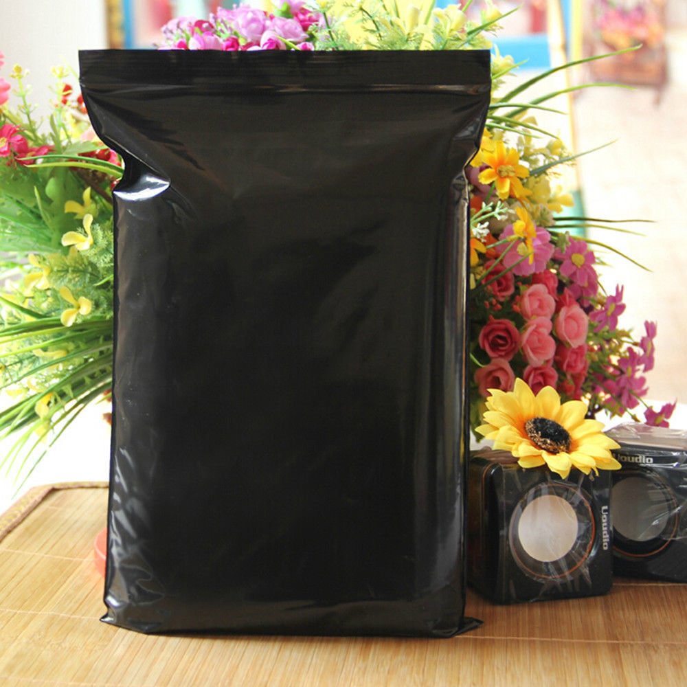 Black Plastic Bag for Zip Reclosable Crafts Lock Opaque Package Lightproof Pouch 