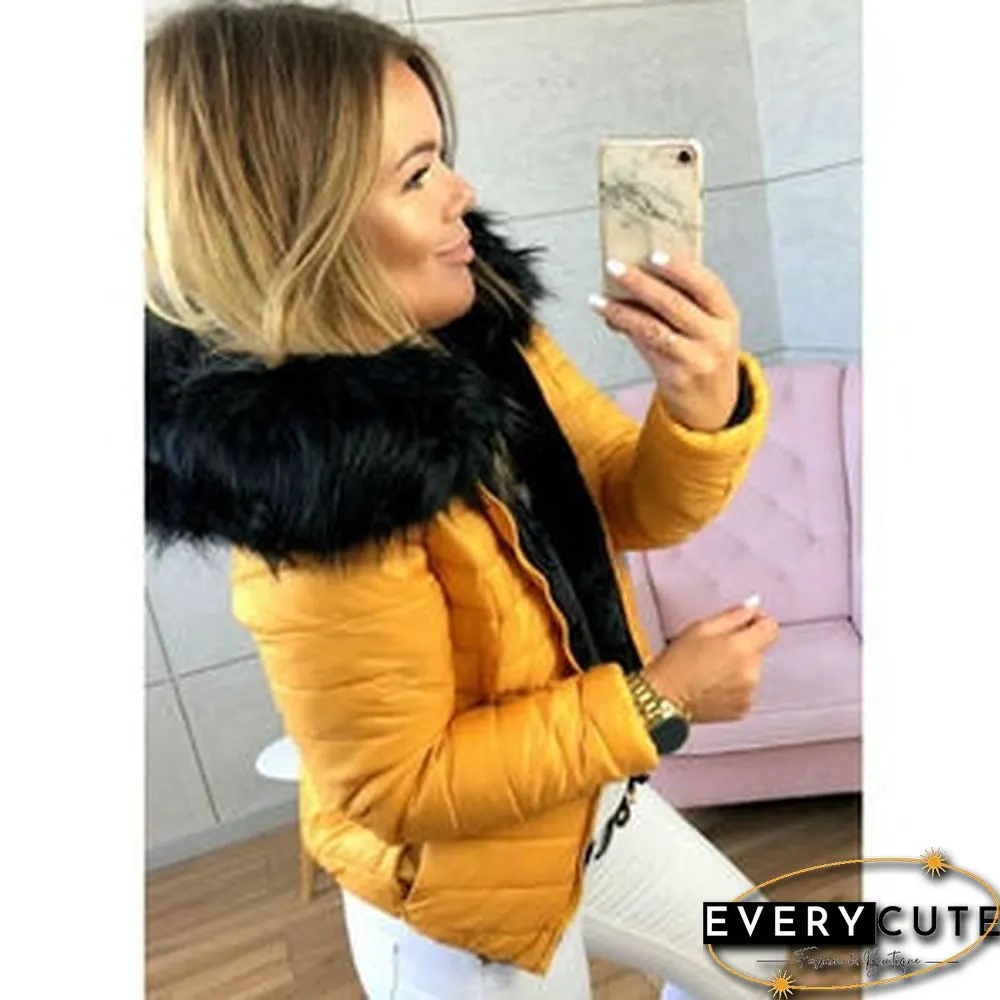 New Fashion Women Long Sleeve Faux  Fur Hooded Winter Coat Casual Vintage Lady Thick Warm Padded Faux Fur Coat Outwear Jackets Plus Size S-3XL