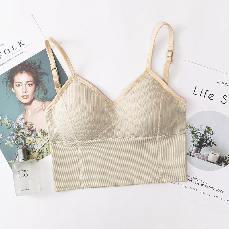Women's Fashion Top Tube Top Bra Women's Cotton Underwear Seamless Breathable Bra Solid Color Ladies Soft Tank Up Sexy Lingerie