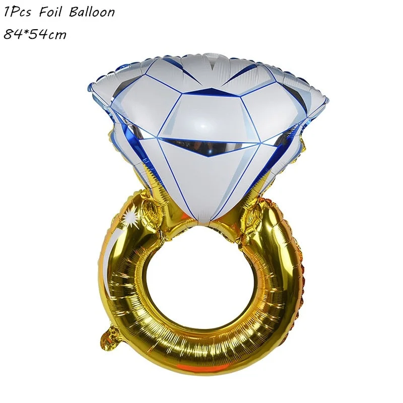 Bride To Be Theme Foil Balloon Cupcake Topper Sash Bachelorette Party Diamond Ring Foil Balloon Wedding Decoration Supplies