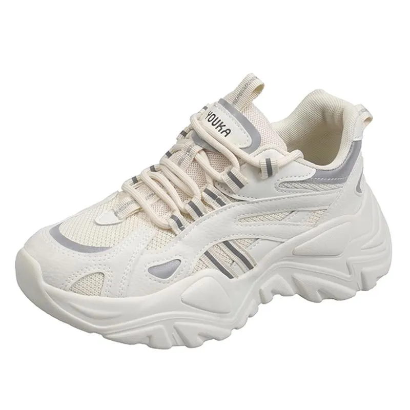 Fashion Blue Sneakers Women Spring 2021 PU Leather Ladies Platform Shoes Height Increasing Fashion Solid Color Chunky Sneakers