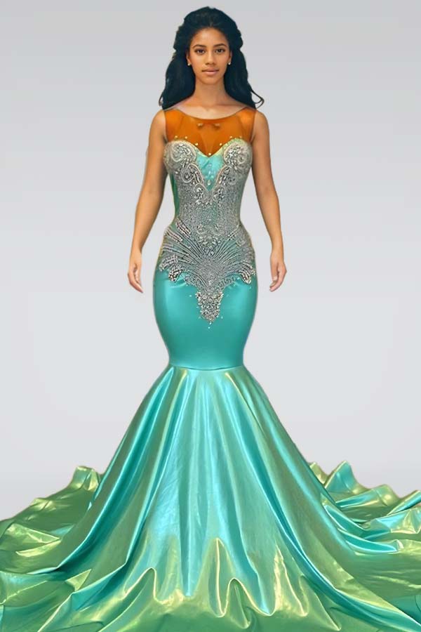  Evening Dress Mint Green Sleeveless Appliques with Halter ED0763