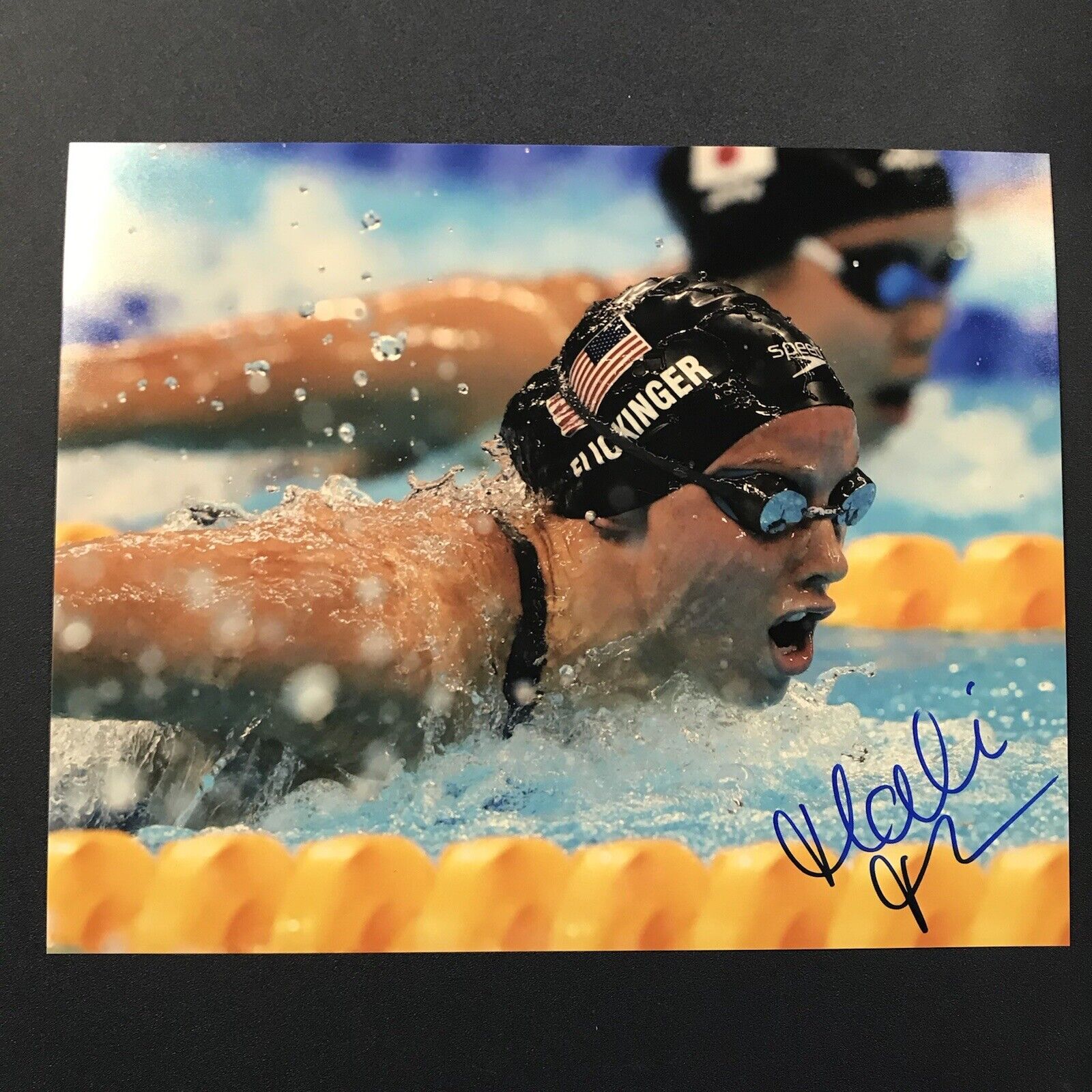 HALI FLICKINGER HAND SIGNED 8x10 Photo Poster painting USA OLYMPICS SWIMMING AUTOGRAPHED COA