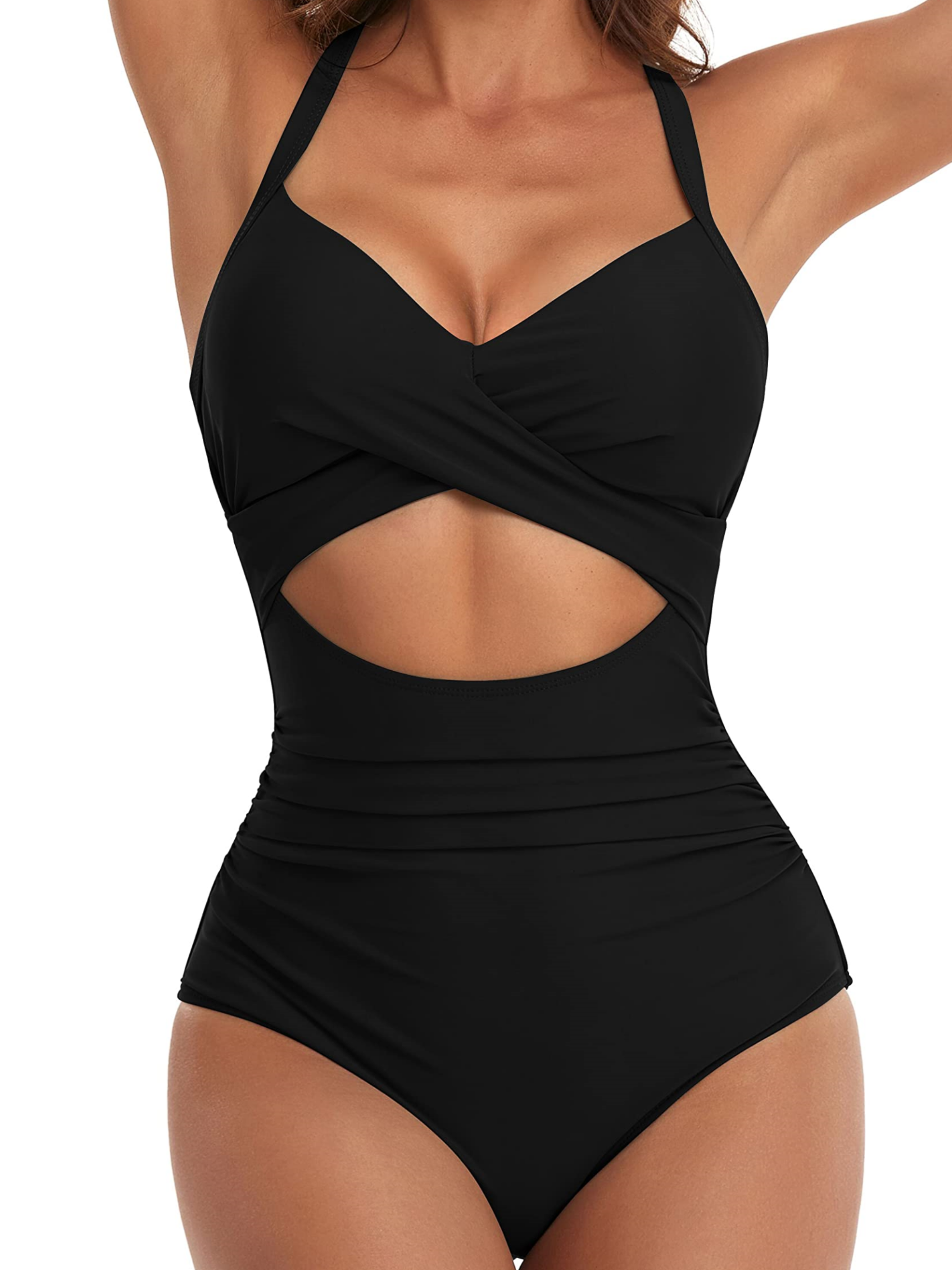Women's One Piece Swimsuits Tummy Control Cutout High Waisted Bathing Suit - Rose Toy