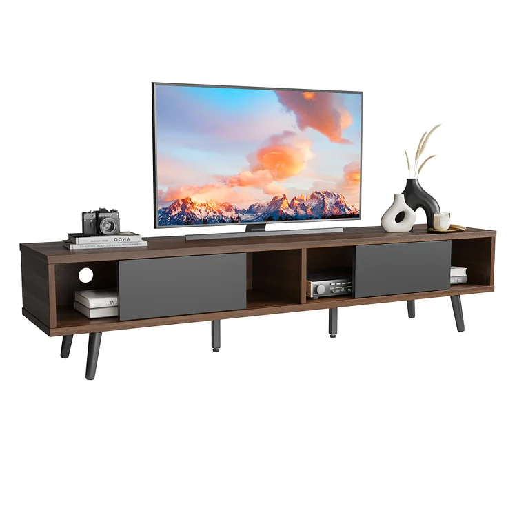 Bestier 70 inch Mid Century Modern TV Stand for 75 inch TV, Low Profile TV Stand with Storage