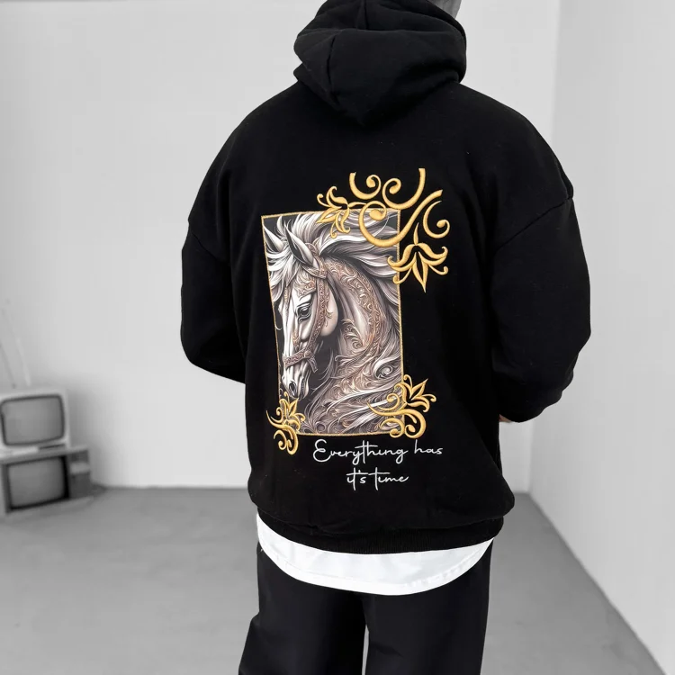 Horse Totem Design Casual Oversized Hoodie