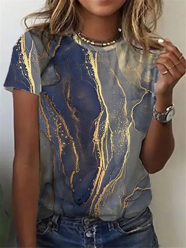 Women's Marble Print Casual Tee