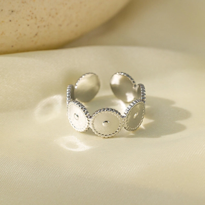 Elegant Streetwear Waves Heart Shape Flower Titanium Steel Irregular Plating Open Rings