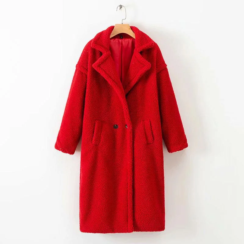 Gentillove Faux Lambswool Outwear Winter Woolen Long Jackets Women Thick Warm Cashmere Jacket Elegant Vintage Teddy Coat