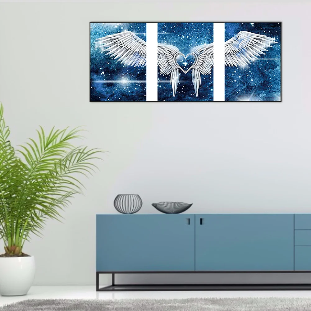 Diamond Painting - Full Round Drill - 3pcs Love Angel Wings(90*40cm)