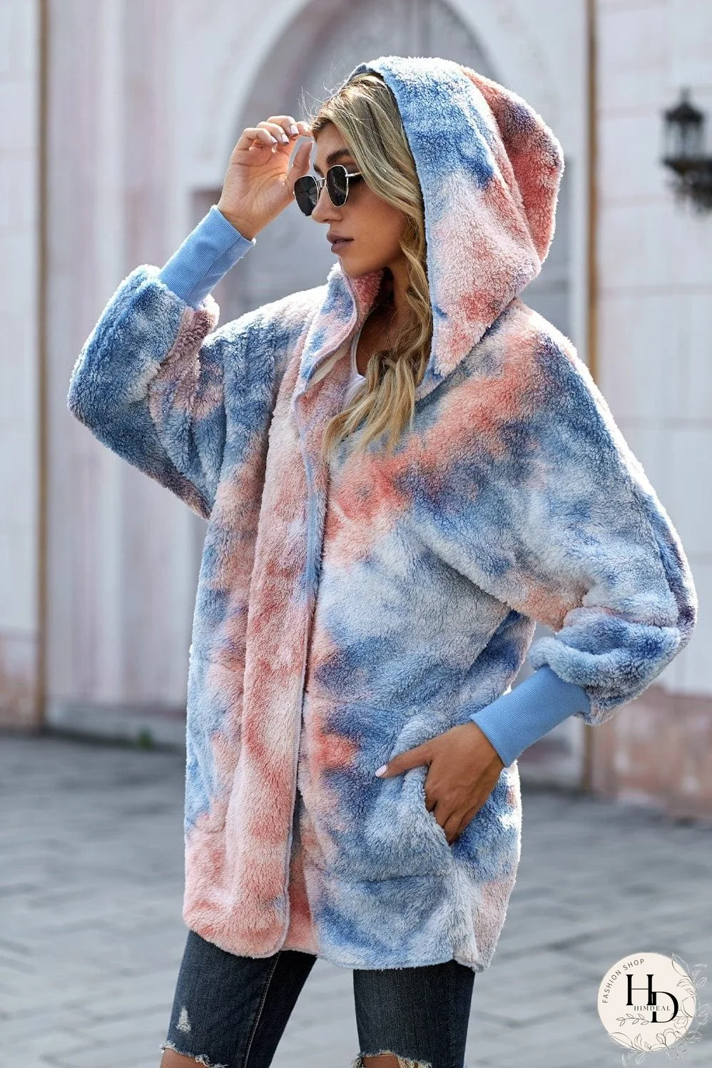 Tie-Dye Hooded Fleece Jacket
