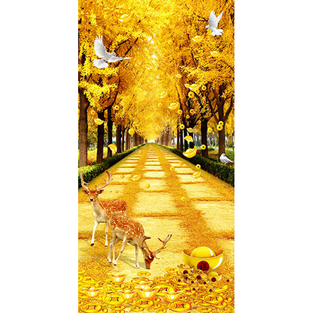 

45*85CM - Round Drill Diamond Painting - Deer Yellow Blvd, 501 Original