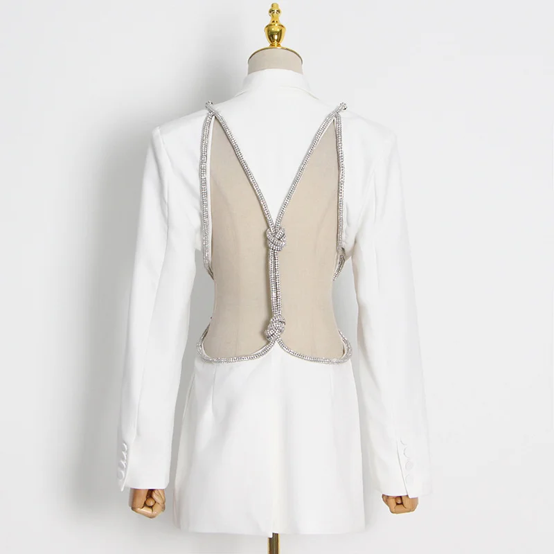 Woherb Woherb Korea East Gate Women's Wear 2024 Spring And Autumn New Splicing Sexy Back Personality Versatile A Button Suit Coat-Outfit Ideas