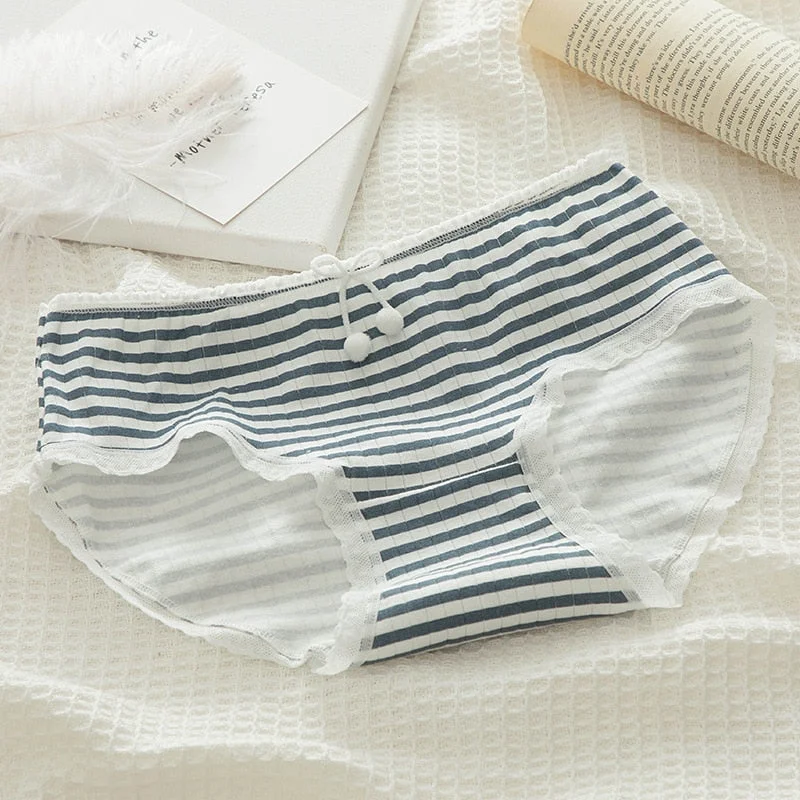 Women's Cotton Underwear Panties Sexy Lace Panties Girl Cute Bow Briefs Mid Waist Seamless Comfort Underpants Female Lingerie