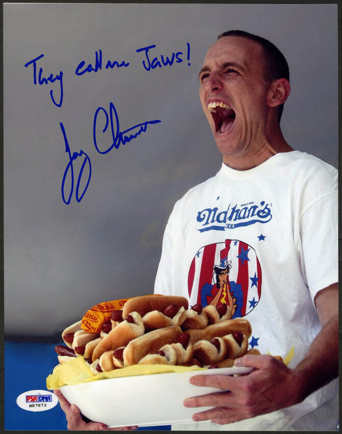 Joey Chestnut SIGNED 8x10 Photo Poster painting Nathans Hot Dog Champ Jaws PSA/DNA AUTOGRAPHED