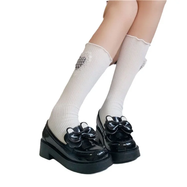 Uveng Uveng Temperament With Skirt Versatile Bow Knot Single Shoes Female 2024 Net Red New Korean Elegant Fairy Wind Mary Jane Shoes