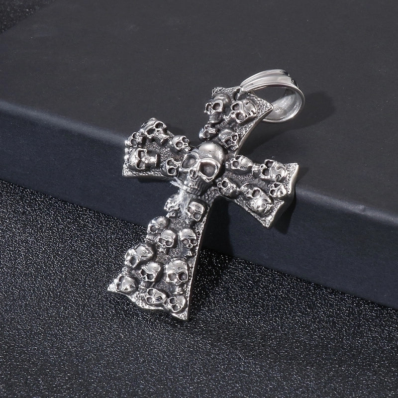 1 Piece Titanium Steel Cross Skull Charms Jewelry Accessories