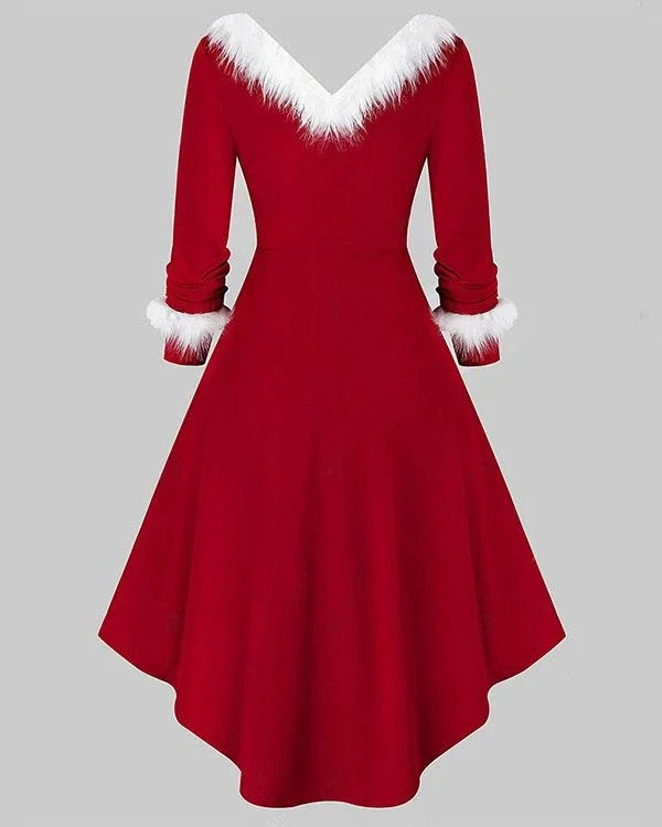 christmas solid long sleeves a line elegant gown princess dress p531901