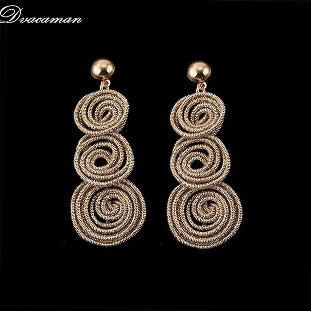 Dvacaman Bohemain Multilayer Round Alloy Drop Earrings Women 2019 New Trendy Maxi Earrings Statement Jewelry Party Gifts Female
