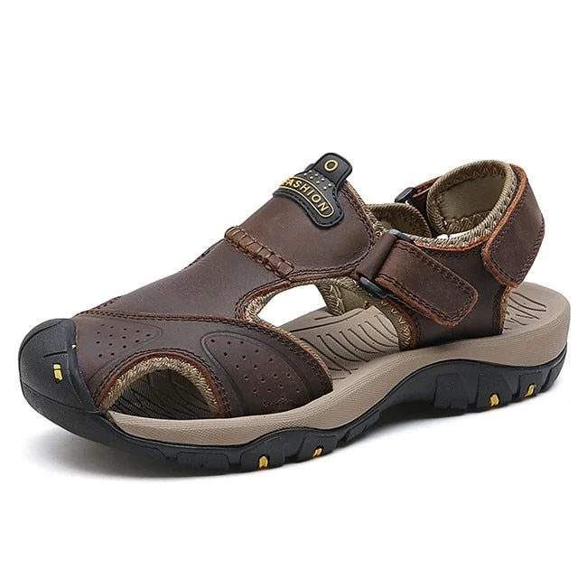 MIXIDELAI New Summer Men's Shoes Outdoor Casual Shoes Sandals Genuine Leather Non-slip Sneakers Men Beach Sandals Big Size 38-46