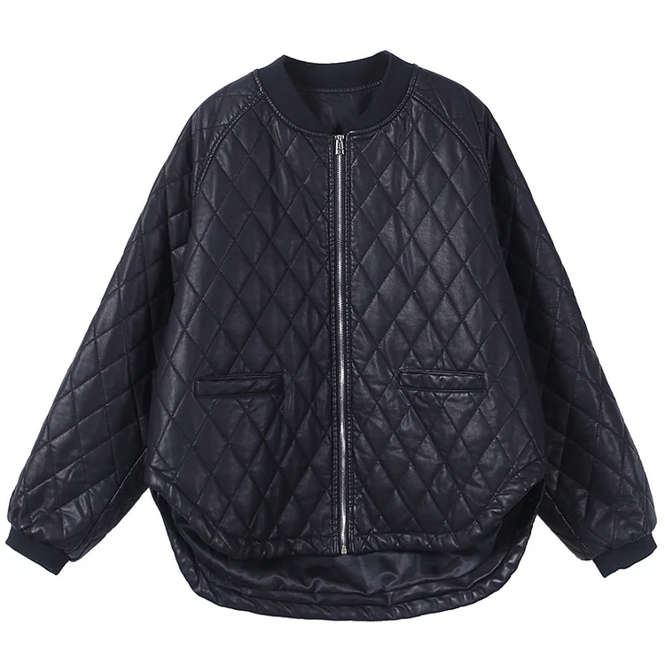 Retro Diamond Pattern Solid Cotton Outwear - yankia