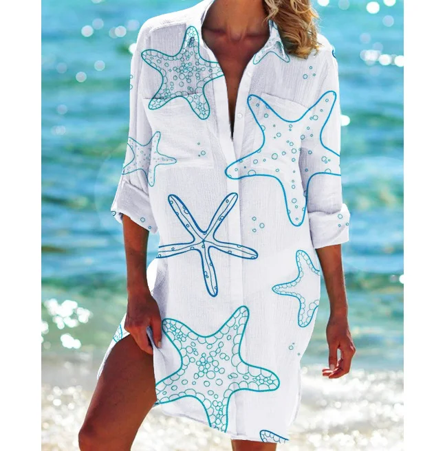 Women's Starfish Printed Holiday Beach Shirt
