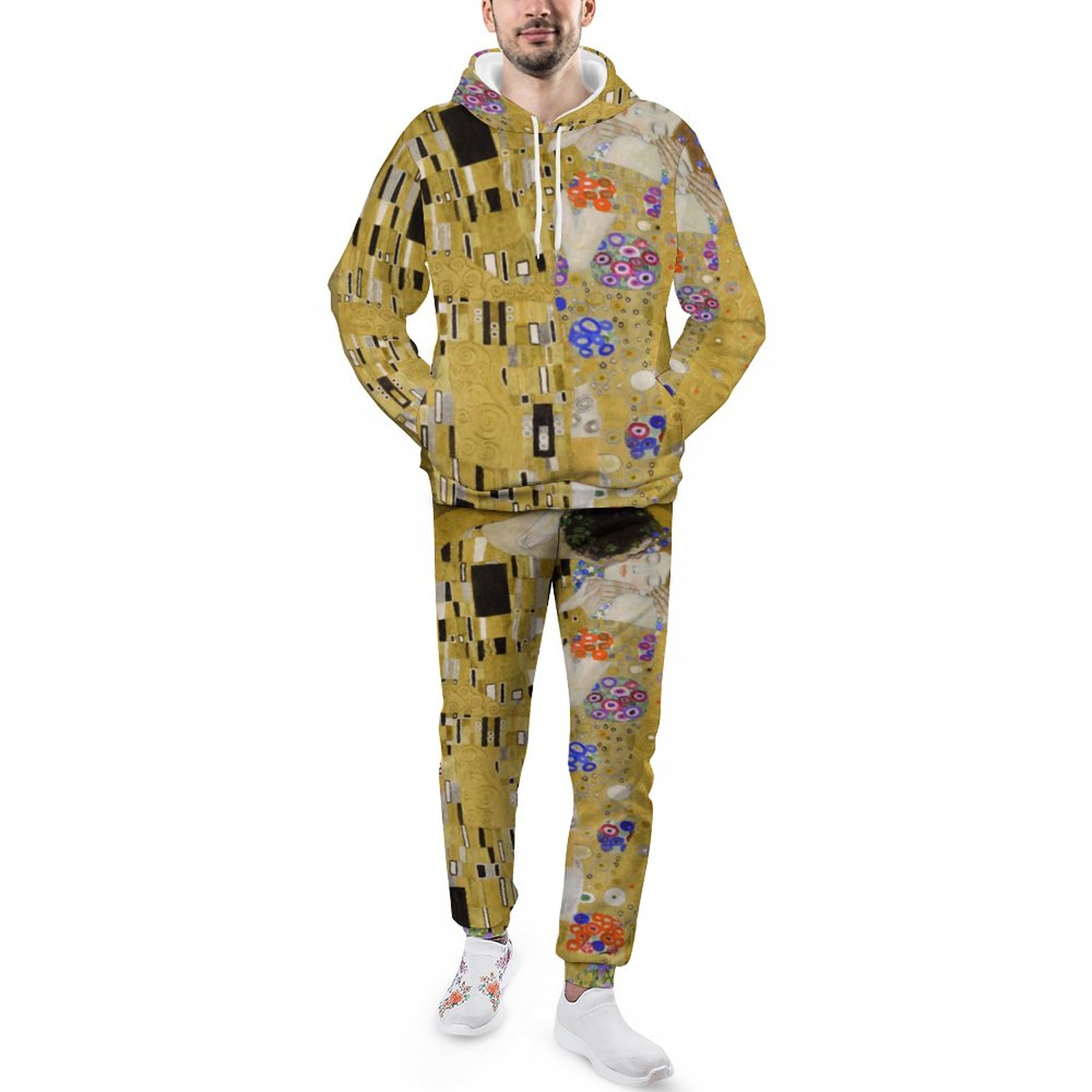 Hotthe Kiss By Gustave Klimt Men's Tracksuit 2 Piece Hoodie Sweatsuit Sets Guys Loose Fall And Winter Jogging Athletic Suits