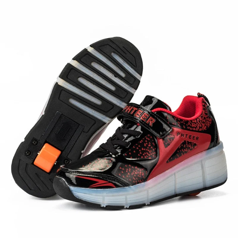 Children's Sports Shoes Single Wheel the Skating Shoes Boys and Girls Students Adult Transformative Shoes Wheeled Sports Shoes