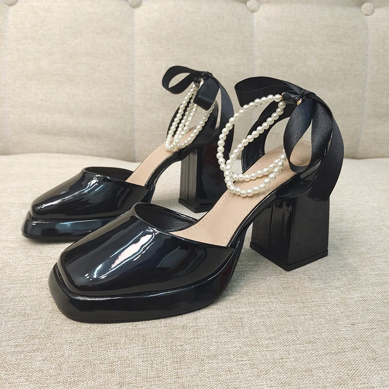 Churchf Churchf Baotou Mary Jane Single Shoe Sandals High Heels 2023 Summer New Niche Design Model Of Versatile Shoes