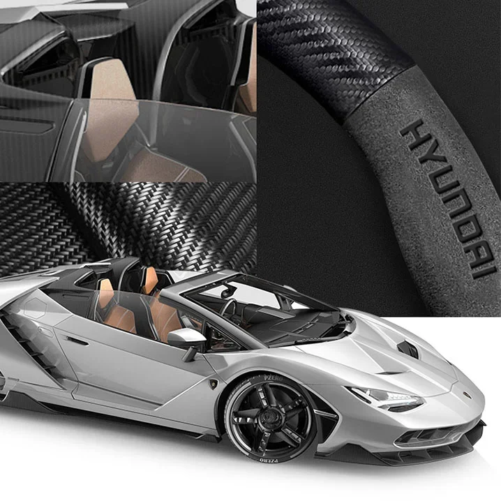 Steering Wheel Cover 3D Embossed Carbon Fiber Leather Protective Cover