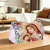 Diamond Art Painting Tissue Box Cover Wear Resist Decorative Paper Napkin Dispenser Multifunction Rhinestone PU Tissue Holder Kit for Adults Home Office Gift (Soft Glow Mother)
