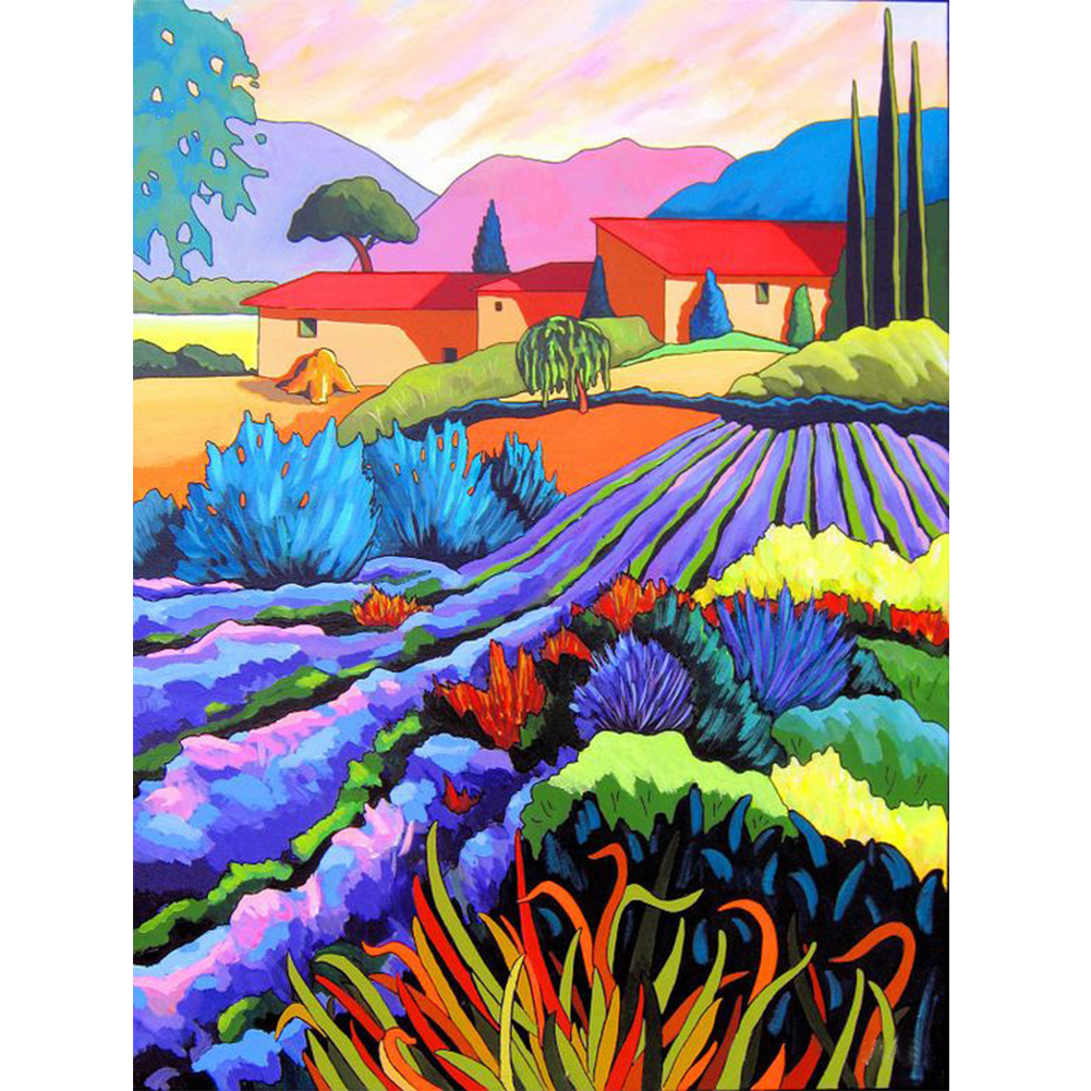 

30*40CM - Round Drill Diamond Painting - Farm Village, 501 Original