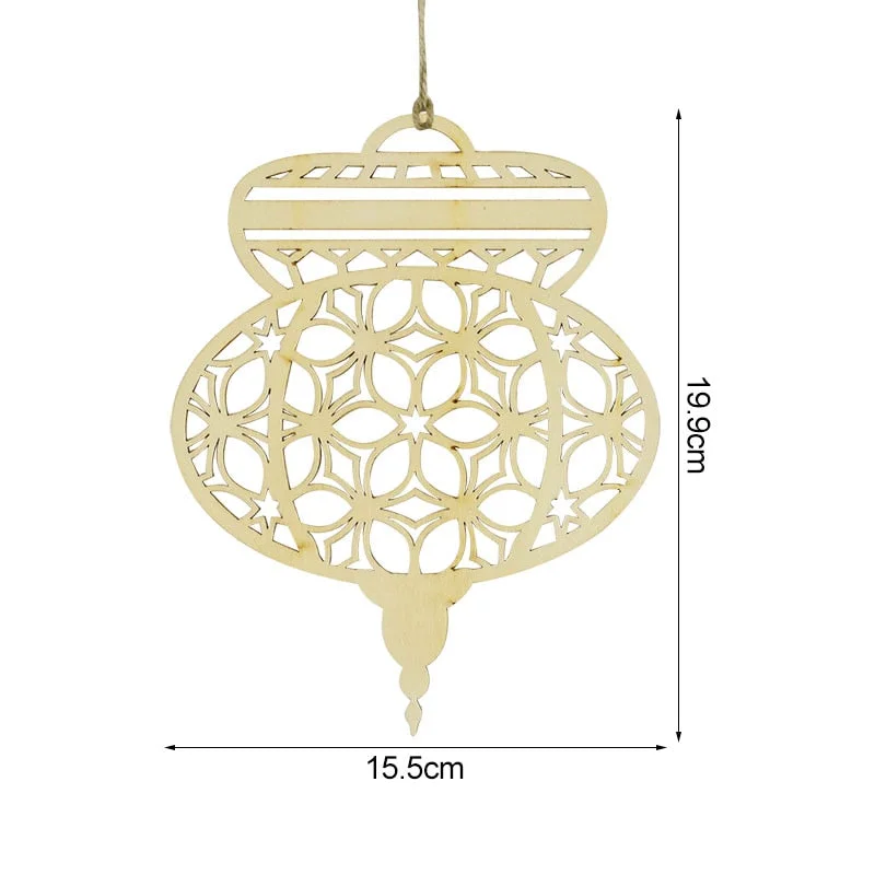 3Pcs Wooden Eid Mubarak Hanging Pendant Ornament Ramadan Kareem Gift Islam Muslim Home Table Decoration DIY Craft Party Supplies