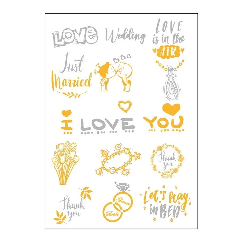 European and American wedding tattoo stickers bride wedding single bridesmaid party hot gold and silver team bride stickers