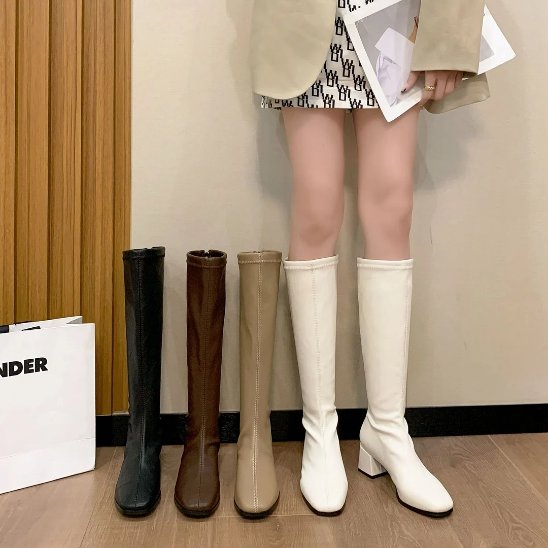 Breakj Breakj The Knee-Length Boots Woman 2025 Autumn And Winter New British Style Fashion Small Man Showing Thin And Tall And Knight Female Boots