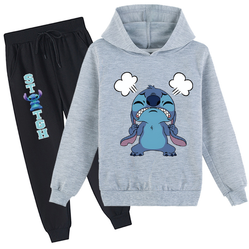 Mayoulove Stitch Zipper Jacket and Trouser Set - Cute and Comfortable Children's Clothing for Fans of Lilo and Stitch - Perfect for Boys and Girls Aged 3-10-Mayoulove