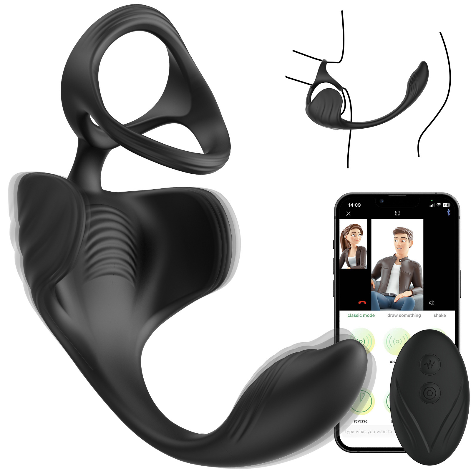 App Control Cock Ring Prostate Massager 