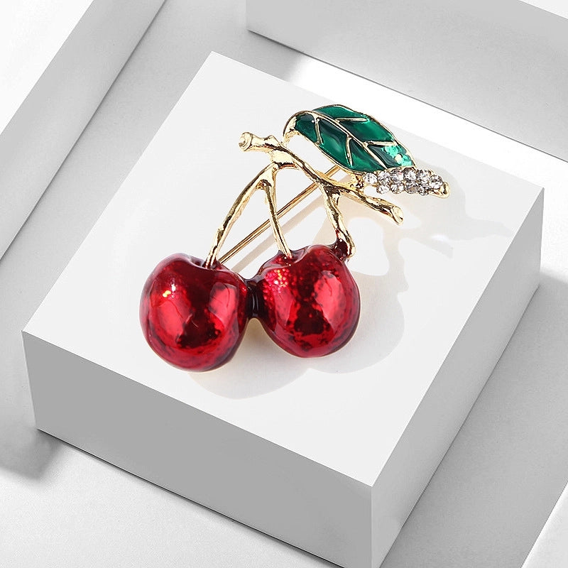 Cute Pin Cherry Alloy Stoving Varnish Unisex Brooches