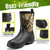 Men's rubber boots Neoprene insulated rain boots with steel handles, waterproof mid-tube calf hunting boots