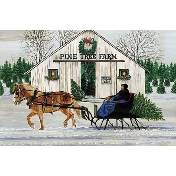 Pine Tree Cart - Full Round - Diamond Painting(45*30cm)
