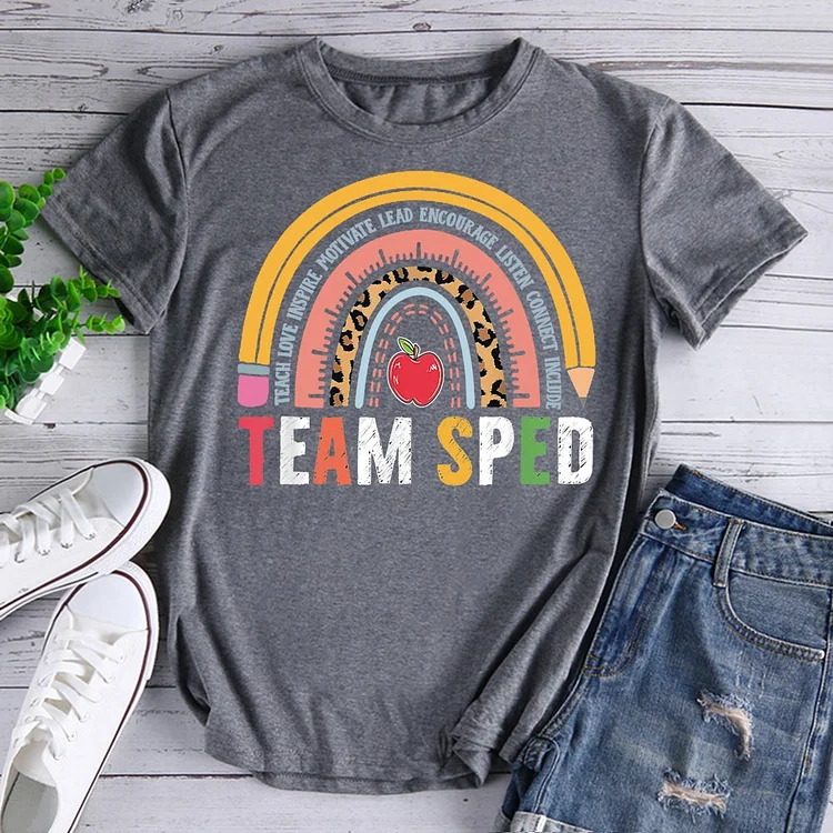 Team Sped Rainbow Teach Love Inspire Motivate Lead T-Shirt-600651