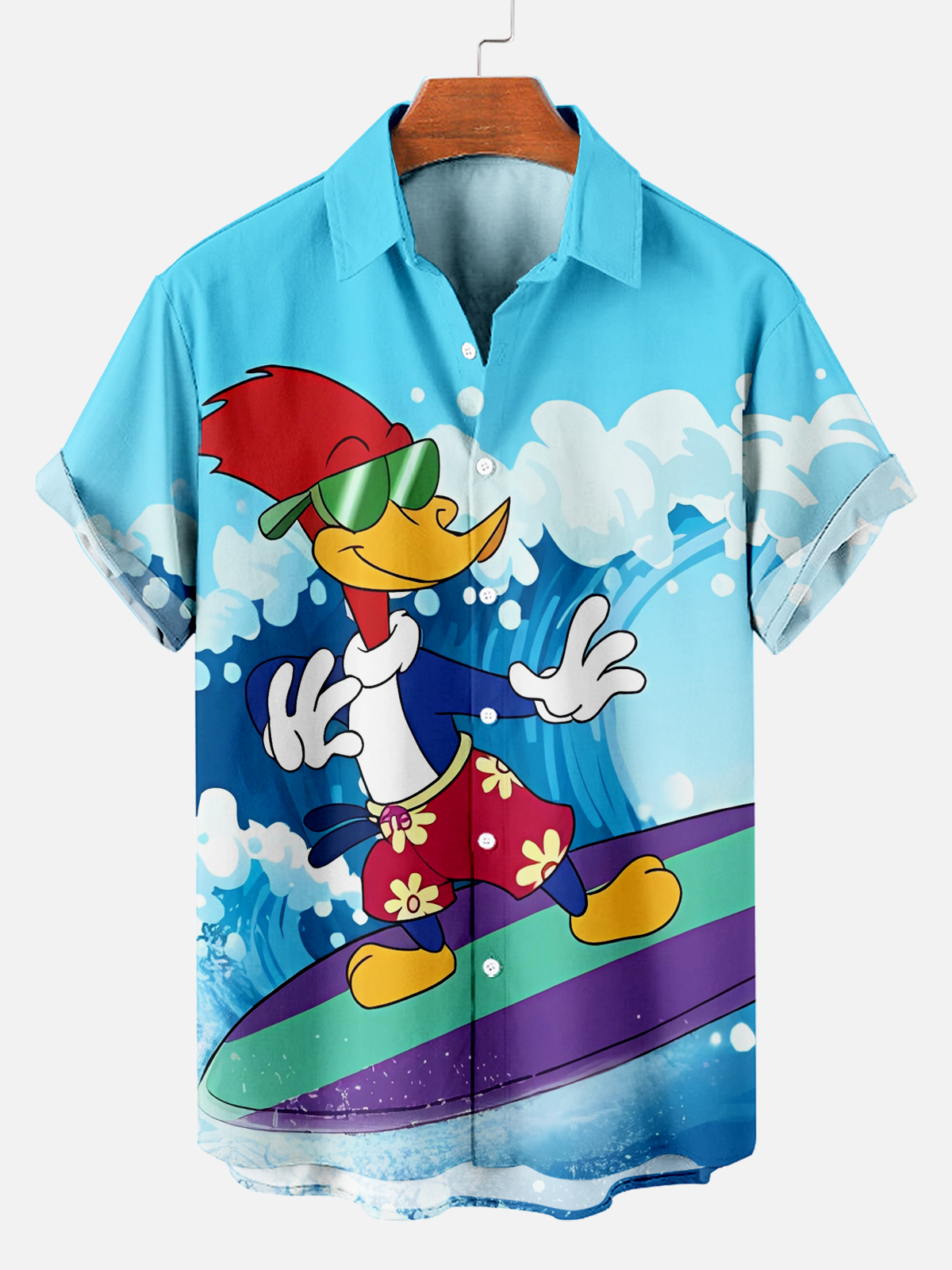 Men's Classic Cartoon Surf Hawaiian Short Sleeve Shirt​ PLUSCLOTHESMAN